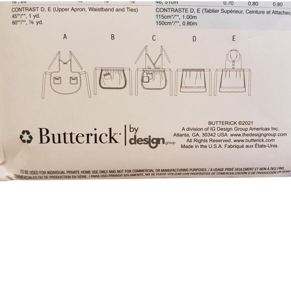 Butterick Aprons Sewing Pattern Size XY S M L B5474 UNCUT 1950 1970 - Picture 3 of 5